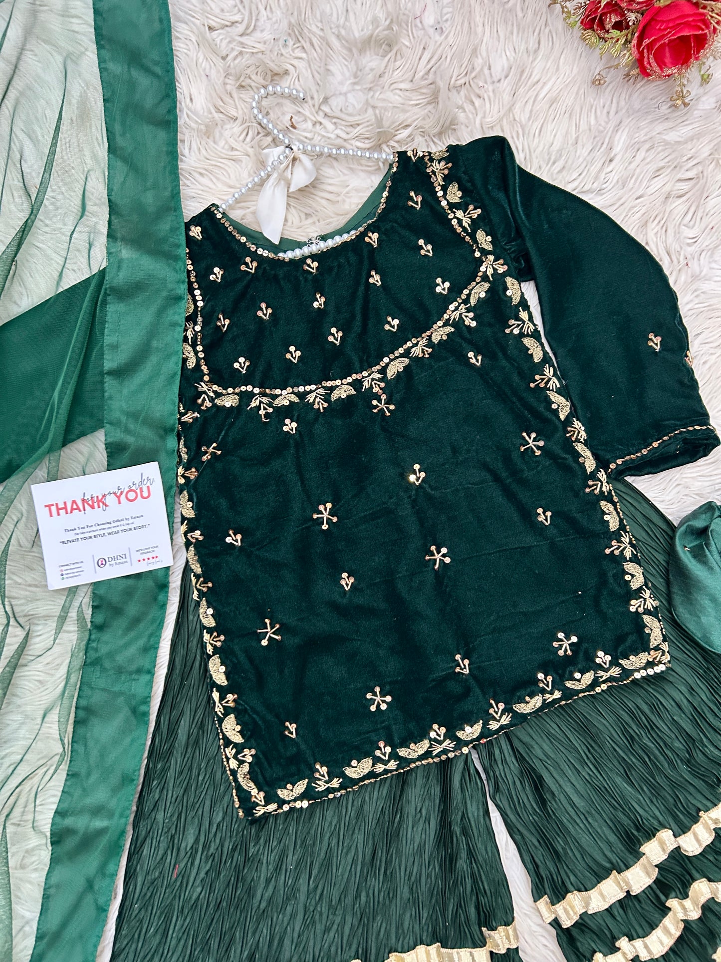 Gulbahar Green Velvet Edit 4pc