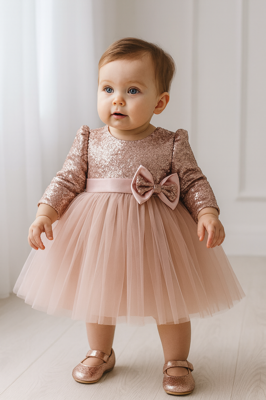 โจ Blush Sparkle Bow Dress โจ
