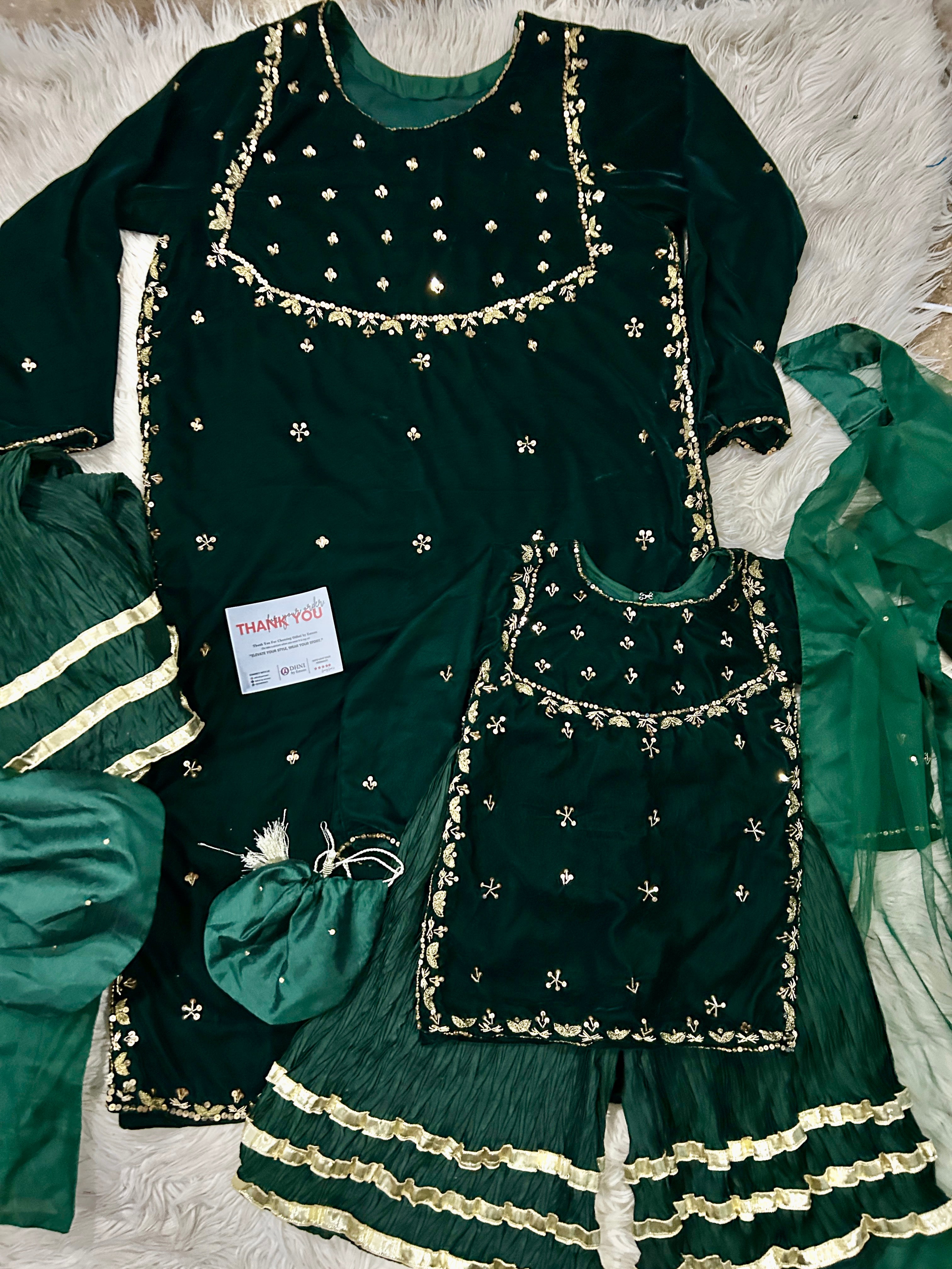 Gulbahar Green Velvet Edit 4pc